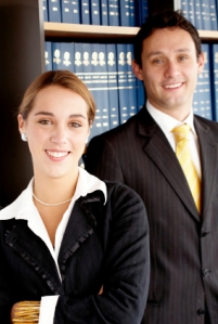 business partners smiling in an office